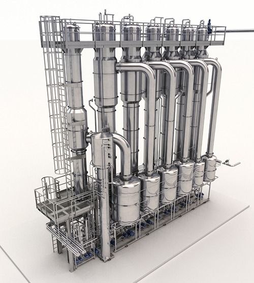 Industrial evaporation plant system
